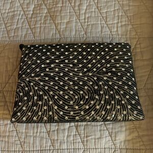 Black and Silver Beaded Clutch